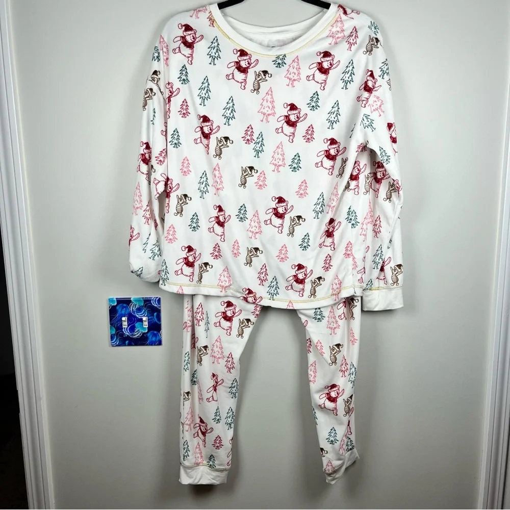 Disney Winnie the Pooh Women's Soft Christmas Top Pants Pajama Set 2-Piece Large - Picture 2 of 13